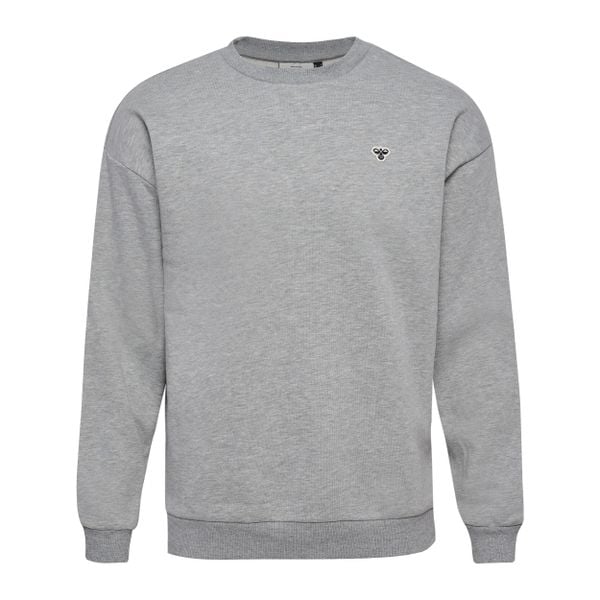 Luźna bluza z okrągłym dekoltem Hummel Bee. Szare bluzy Hummel, xl, z aplikacjami, z bawełny, bez kaptura. Za 225.55 zł.