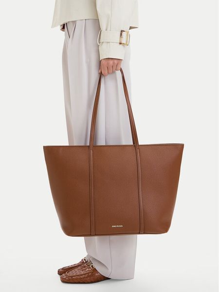 GINO ROSSI Torebka C-LDA9518 Brązowy jasny. Brązowe shopper Gino Rossi, bez wzorów, ze skóry, bez dodatków. Za 199.99 zł.