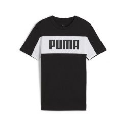 Młodzieżowa koszulka Essentials Block PUMA. Czarna bluzki Puma, m, bez wzorów, eleganckie, bez kołnierzyka, bez ramiączek. Za 89.00 zł.