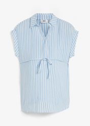 Bluzka 2 w 1 ciążowa i do karmienia, z wiskozy. Niebieskie bluzki bonprix, bez wzorów, z wiskozy, bez kołnierzyka, moda ciążowa, bez ramiączek. Za 87.99 zł.