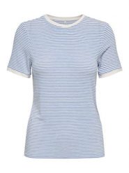 ONLY Koszulka w kolorze niebiesko-białym rozmiar: L. Białe bluzki Only, l, bez wzorów, bez kołnierzyka, bez ramiączek. Za 79.40 zł.