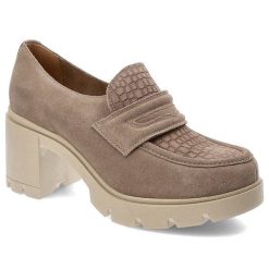 Beżowe Półbuty Lemar Wygodne Skórzane Buty. Brązowe czółenka Lemar, bez wzorów, bez obcasa, na obcasie, bez zapięcia. Za 280.99 zł.