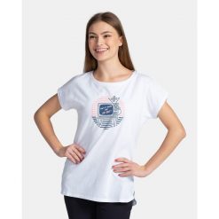 Damski bawełniany t-shirt Kilpi NELLIM-W. Białe t-shirty Kilpi, s, bez wzorów, z bawełny, bez kołnierzyka, bez ramiączek. Za 60.57 zł.