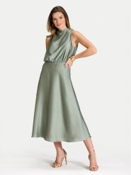Swing Sukienka koktajlowa 5AI13700 Zielony Regular Fit. Zielone sukienki Swing, bez wzorów, z syntetyku, wizytowe, bez kołnierzyka, bez ramiączek. Za 749.99 zł.
