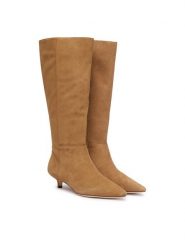 LAUREN RALPH LAUREN Kozaki Frncsa Tl Hl 802P15726003 Brązowy jasny. Brązowe kozaki Lauren Ralph Lauren, ze skóry, bez obcasa, na szpilce, bez zapięcia. Za 1,299.00 zł.