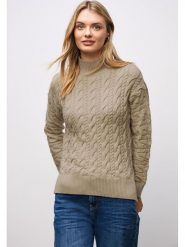 Street One Sweter w kolorze beżowym rozmiar: 44. Brązowe swetry Street One, bez wzorów, bez ramiączek. Za 170.47 zł.