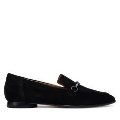 Lordsy HÖGL. Czarne lordsy Högl, bez wzorów, bez obcasa, bez zapięcia. Za 749.99 zł.