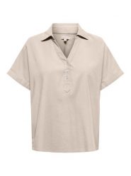 ONLY Polo Aris 15364279 Beżowy Loose Fit. Brązowe koszulki polo Only, xl, bez wzorów, z wiskozy, bez kołnierzyka, bez ramiączek. Za 149.99 zł.