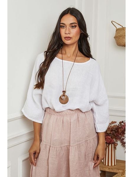 La Compagnie Du Lin Lniana bluzka "Under" w kolorze białym rozmiar: M. Białe bluzki La Compagnie Du Lin, m, bez wzorów, ze lnu, bez kołnierzyka, bez ramiączek. Za 154.07 zł.