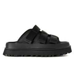 Damskie japonki klapki W GOLDENGLOW SLIDE. Czarne klapki UGG, bez wzorów, z materiału, bez obcasa. Za 497.25 zł.