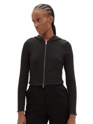 Tom Tailor Bluza w kolorze czarnym rozmiar: M. Czarne bluzy Tom Tailor, m, bez wzorów, prążkowane, bez kaptura. Za 48.39 zł.