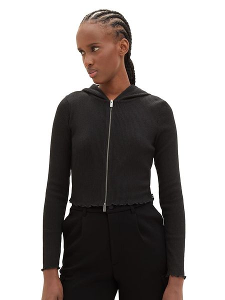 Tom Tailor Bluza w kolorze czarnym rozmiar: M. Czarne bluzy Tom Tailor, m, bez wzorów, prążkowane, bez kaptura. Za 52.79 zł.