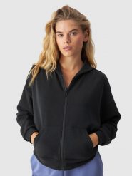 4F Bluza dresowa rozpinana z modalem damska - czarna XXL. Czarne bluzy 4f, xs, bez wzorów, z dresówki, z kapturem. W wyprzedaży za 79.99 zł.
