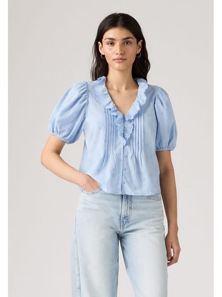 Levi's Bluzka w kolorze błękitnym rozmiar: XL. Niebieskie bluzki Levi's®, s, bez wzorów, z bawełny, bez kołnierzyka, bez ramiączek. Za 154.95 zł.