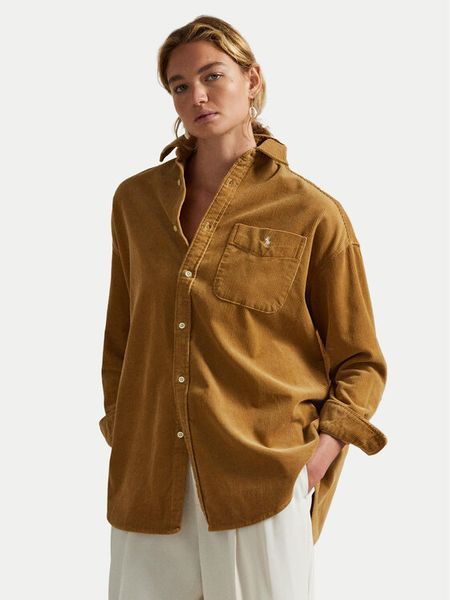 Polo Ralph Lauren Koszula 211971525001 Brązowy Oversize. Brązowe koszule Polo Ralph Lauren, l, bez wzorów, z bawełny, bez kołnierzyka, bez ramiączek. Za 949.99 zł.