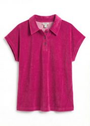 Koszulka polo z frotté. Niebieskie koszulki polo bonprix, bez wzorów, bez kołnierzyka, bez ramiączek. Za 64.99 zł.