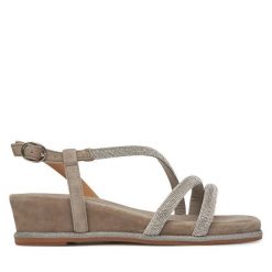 Sandały Alma En Pena. Brązowe sandały Alma en Pena, bez wzorów, bez obcasa, na koturnie, bez zapięcia. Za 439.99 zł.