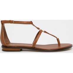 Lauren Ralph Lauren - Sandały. Brązowe sandały Lauren Ralph Lauren, bez wzorów, z materiału, bez obcasa, na szpilce, bez zapięcia. W wyprzedaży za 299.90 zł.