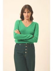 Just Cashmere Kaszmirowy sweter "Joan" w kolorze zielonym rozmiar: S. Zielone swetry Just Cashmere, s, bez wzorów, z kaszmiru, bez ramiączek. Za 273.59 zł.