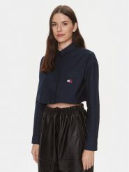 Tommy Jeans Koszula Badge DW0DW17345 Granatowy Relaxed Fit. Niebieskie koszule Tommy Jeans, xs, bez wzorów, z bawełny, bez kołnierzyka, bez ramiączek. Za 229.99 zł.