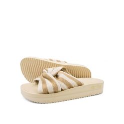 Klapki basenowe damskie Flip Flop Wedgy Twist. Brązowe klapki Flip Flop, bez wzorów, bez obcasa. Za 102.00 zł.
