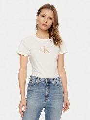 Calvin Klein Jeans T-Shirt Gradient J20J224982 Biały Slim Fit. Białe t-shirty Calvin Klein Jeans, xs, bez wzorów, z bawełny, bez kołnierzyka, bez ramiączek. Za 99.99 zł.