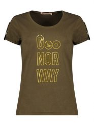 Geographical Norway Koszulka "Joloua" w kolorze khaki rozmiar: XL. Brązowe bluzki Geographical Norway, xl, bez wzorów, bez kołnierzyka, bez ramiączek. Za 41.79 zł.