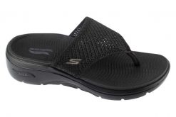 Japonki damskie, Go Walk Arch Fit 2.0 Sandal - Carrie. Brązowe klapki Skechers, bez wzorów, z materiału, bez obcasa. Za 249.99 zł.