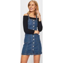 Tally Weijl - Sukienka jeansowa. Niebieskie sukienki TALLY WEIJL, na co dzień, bez wzorów, z bawełny, casualowe, bez kołnierzyka, bez ramiączek, mini, dopasowane. W wyprzedaży za 99.90 zł.