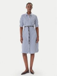 JOOP! Sukienka koszulowa Dominique2 30101380 Granatowy Regular Fit. Niebieskie sukienki Joop!, bez wzorów, z bawełny, bez kołnierzyka, bez ramiączek, koszulowe. Za 999.99 zł.