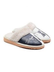 Goby Kapcie w kolorze biało-czarnym rozmiar: 37. Białe obuwie domowe Goby, bez wzorów, z materiału, z okrągłym noskiem, bez zapięcia. Za 130.99 zł.