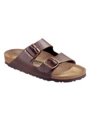 Birkenstock Klapki "Arizona" w kolorze ciemnobrązowym rozmiar: 42. Brązowe klapki Birkenstock, bez wzorów, z otwartym noskiem, bez obcasa. Za 331.46 zł.