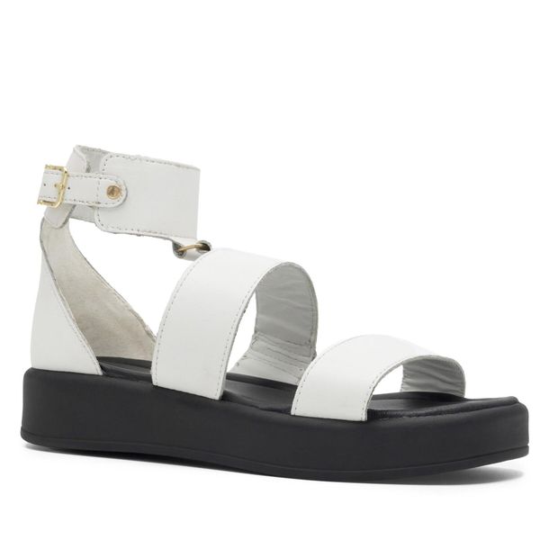 Sandały Sergio Bardi. Białe sandały Sergio Bardi, bez wzorów, bez obcasa, na płaskiej podeszwie, bez zapięcia. Za 279.99 zł.