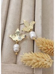 Nakkash Pozłacane kolczyki-wkrętki z perłami rozmiar: onesize. Żółte kolczyki Nakkash, z perłą, pozłacane. Za 91.34 zł.