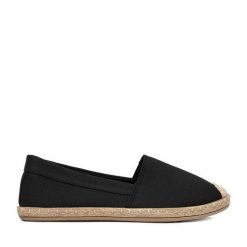 Espadryle JENNY. Czarne espadryle Jenny, bez wzorów, bez obcasa, bez zapięcia. Za 69.99 zł.