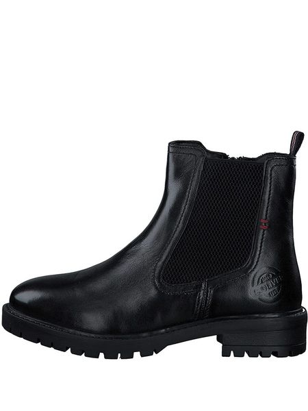 S.Oliver Skórzane botki w kolorze czarnym rozmiar: 38. Czarne botki S.Oliver, bez wzorów, bez obcasa, bez zapięcia. Za 210.81 zł.