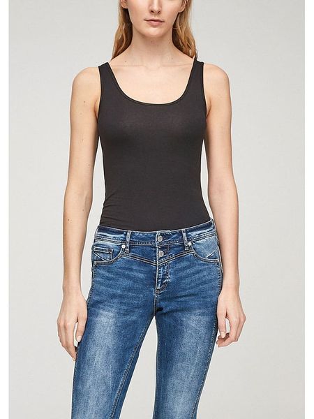 S.Oliver Top w kolorze czarnym rozmiar: XL. Czarne topy S.Oliver, s, bez wzorów, bez kołnierzyka, bez ramiączek. Za 33.95 zł.