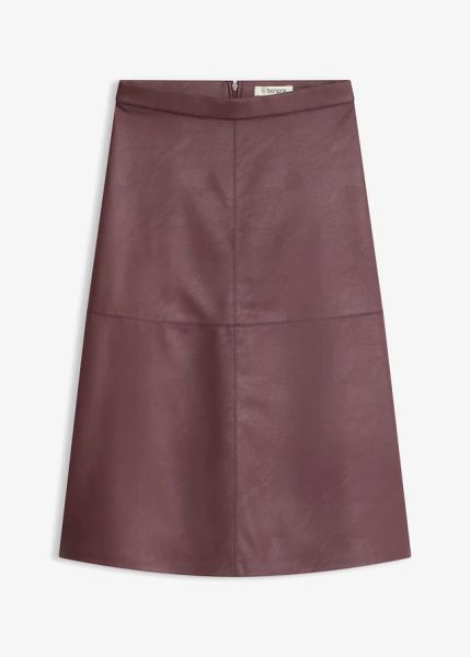 Spódnica midi z imitacji skóry. Fioletowe spódnice bonprix, bez wzorów, ze skóry, midi. Za 149.99 zł.