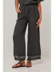 Le Monde du Lin Lniane spodnie w kolorze antracytowym rozmiar: 36/38. Czarne spodnie materiałowe Le Monde du Lin, bez wzorów, ze lnu, z standardowym stanem. Za 143.99 zł.