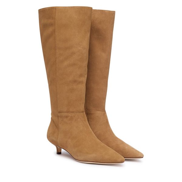 Kozaki LAUREN RALPH LAUREN. Brązowe kozaki Lauren Ralph Lauren, bez obcasa, na szpilce, bez zapięcia. Za 1,299.00 zł.
