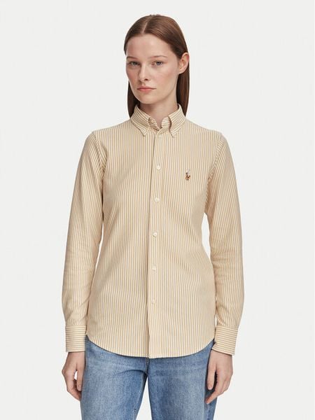Polo Ralph Lauren Koszula 211910131504 Beżowy Regular Fit. Brązowe koszule Polo Ralph Lauren, xl, bez wzorów, z bawełny, bez kołnierzyka, bez ramiączek. Za 693.99 zł.