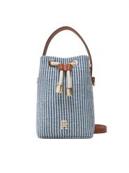 Tommy Hilfiger Torebka Th Premium Beach Le Bucket AW0AW17215 Niebieski. Niebieskie torebki klasyczne TOMMY HILFIGER, bez wzorów, z bawełny, bez dodatków. Za 419.99 zł.