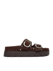 DeeZee Klapki CEO-HY35011-1 Brązowy. Brązowe klapki DeeZee, bez wzorów, z materiału, bez obcasa. Za 149.99 zł.