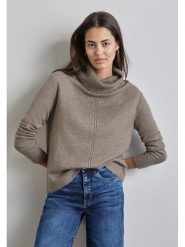 Street One Sweter w kolorze jasnobrązowym rozmiar: 40. Brązowe golfy Street One, bez wzorów, z bawełny, bez ramiączek. Za 145.26 zł.