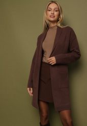 Brązowy Kardigan Niezapinany z Kaszmirem o Długim Kroju Ertine. Brązowe kardigany Born2be, bez wzorów, z kaszmiru. Za 159.99 zł.