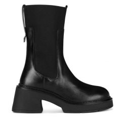 Sztyblety Gino Rossi. Czarne botki Gino Rossi, bez wzorów, bez obcasa, na słupku, bez zapięcia. Za 399.99 zł.