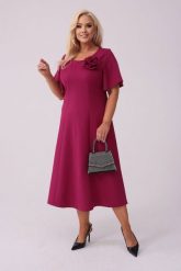 Elegancka sukienka Doris na wesele w kolorze głębokiej fuksji PLUS SIZE XXL. Czerwone sukienki Moda Size Plus Iwanek, na imprezę, l, bez wzorów, z elastanu, eleganckie, bez kołnierzyka, plus size, bez ramiączek, midi, dla puszystych. Za 349.90 zł.