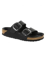 Birkenstock Skórzane klapki "Arizona" w kolorze czarnym rozmiar: 40. Czarne klapki Birkenstock, bez wzorów, z nubiku, z otwartym noskiem, bez obcasa. Za 547.95 zł.