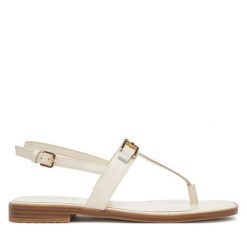 Sandały Guess. Brązowe sandały Guess, z aplikacjami, bez obcasa, na płaskiej podeszwie, bez zapięcia. Za 369.99 zł.
