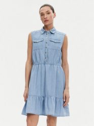 Gaudi Sukienka jeansowa 511BD16002 Niebieski Regular Fit. Niebieskie sukienki Gaudi, l, bez wzorów, z bawełny, bez kołnierzyka, bez ramiączek. Za 359.99 zł.
